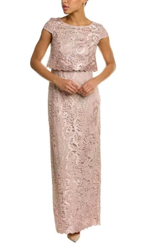 Adrianna Papell AP1E209930 - Lace Cap Sleeve Long Dress
