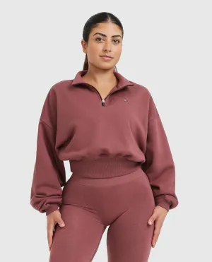 All Day Crop 1/4 Zip Sweatshirt | Berry
