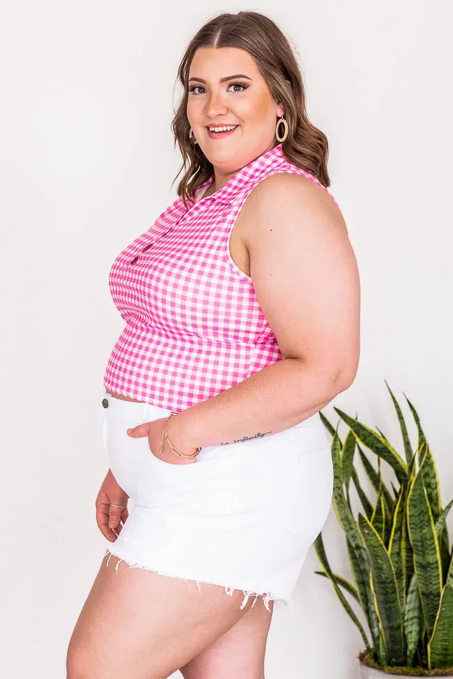Between The Lines Pink Checkered Collared Tank FINAL SALE