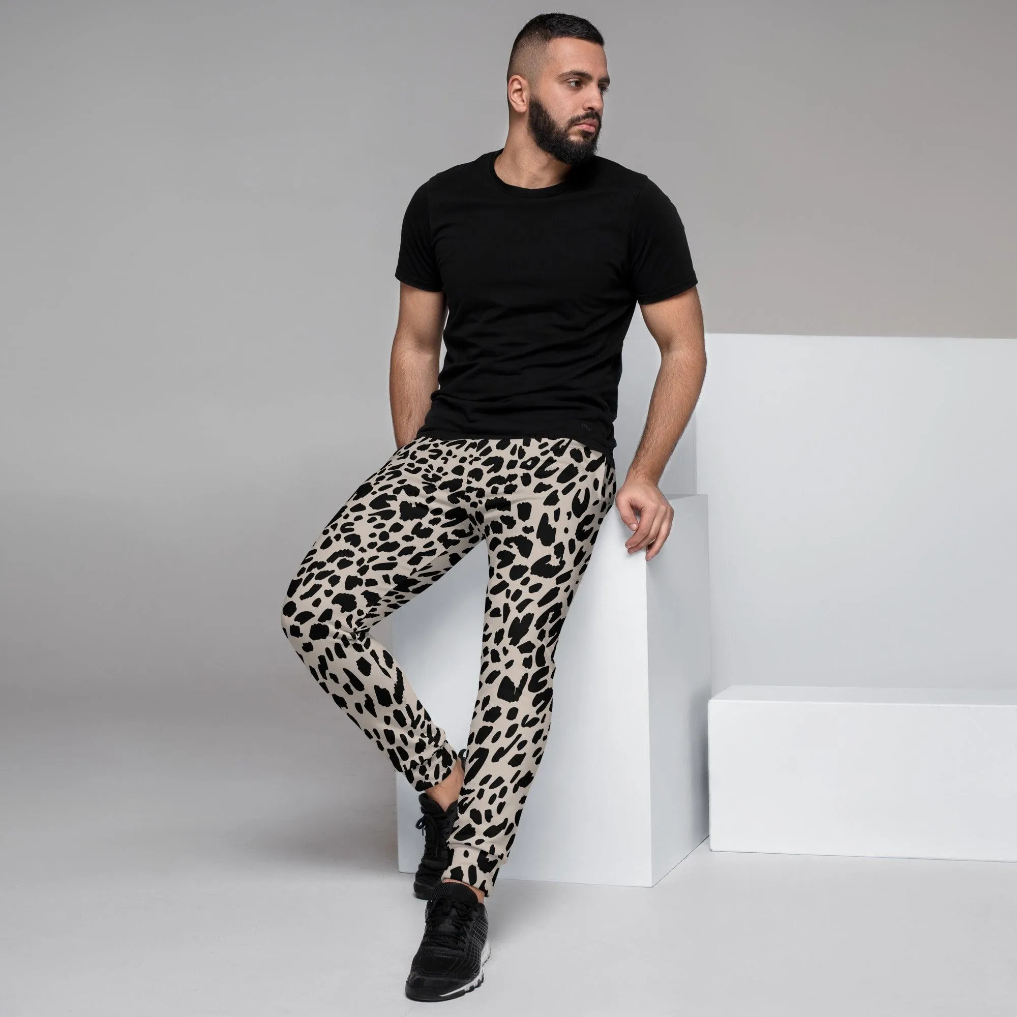 Black Animal Print Men's Street Joggers