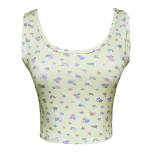Cloud Haven Ditsy Floral Tank | Rainbow and Flower Graphic Yellow