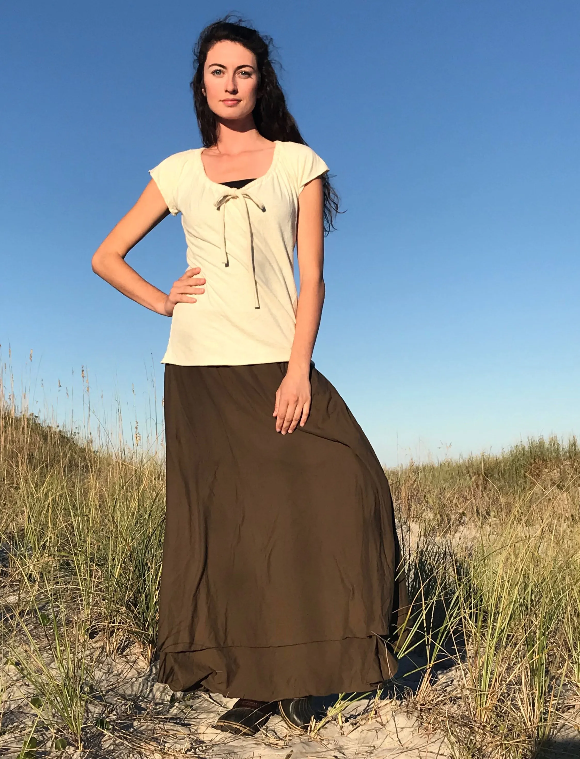 Drawstring Collar Simplicity Shirt