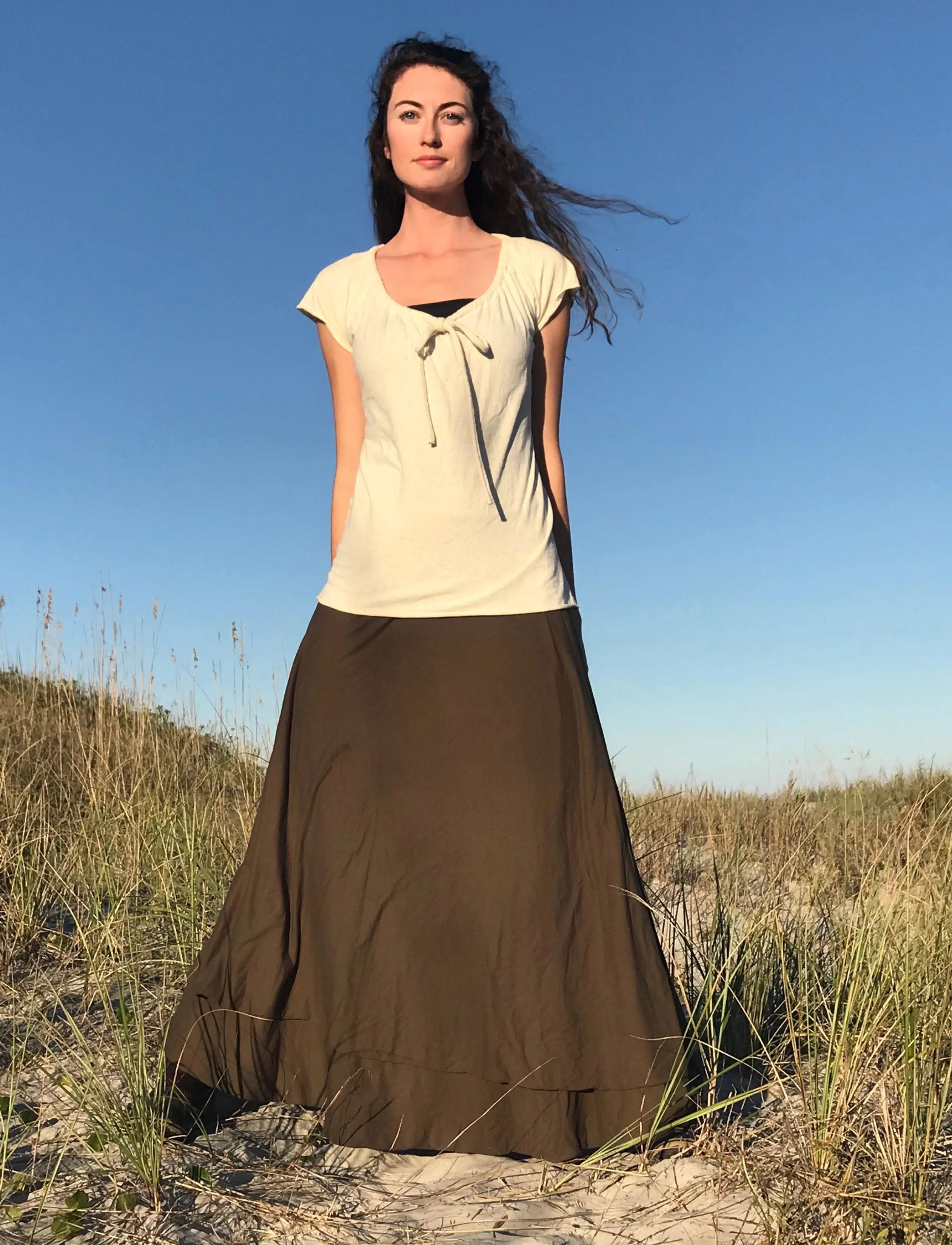 Drawstring Collar Simplicity Shirt