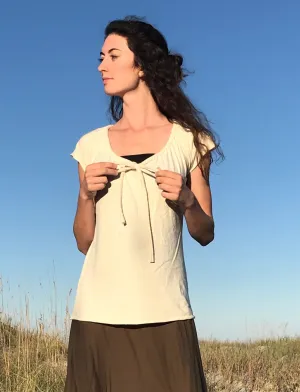Drawstring Collar Simplicity Shirt