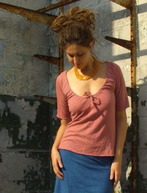 Drawstring Collar Simplicity Shirt
