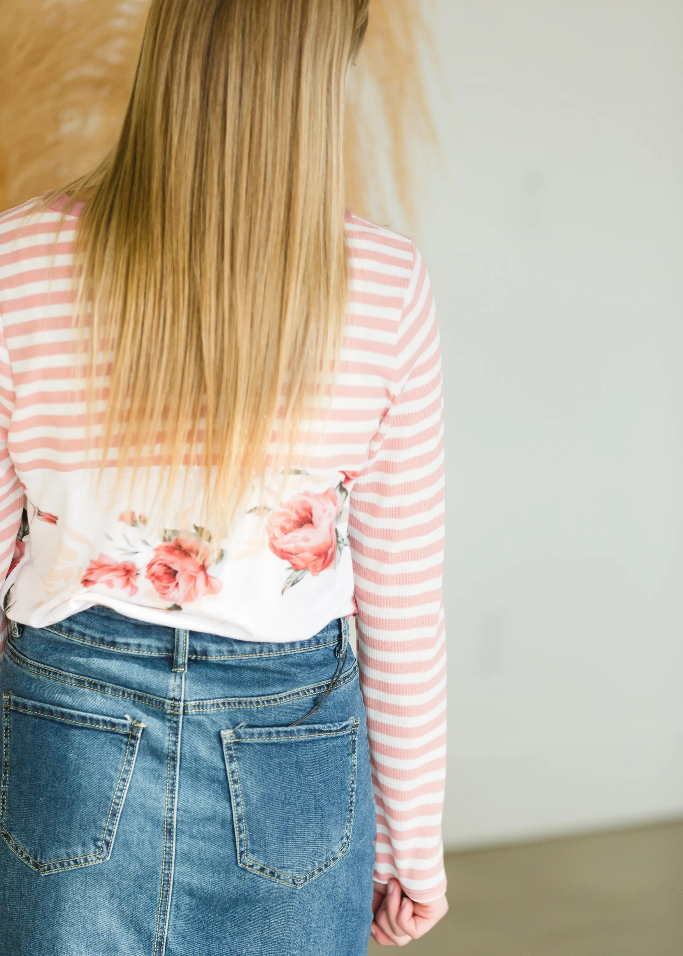 Floral Striped Sequin Pocket Top - FINAL SALE