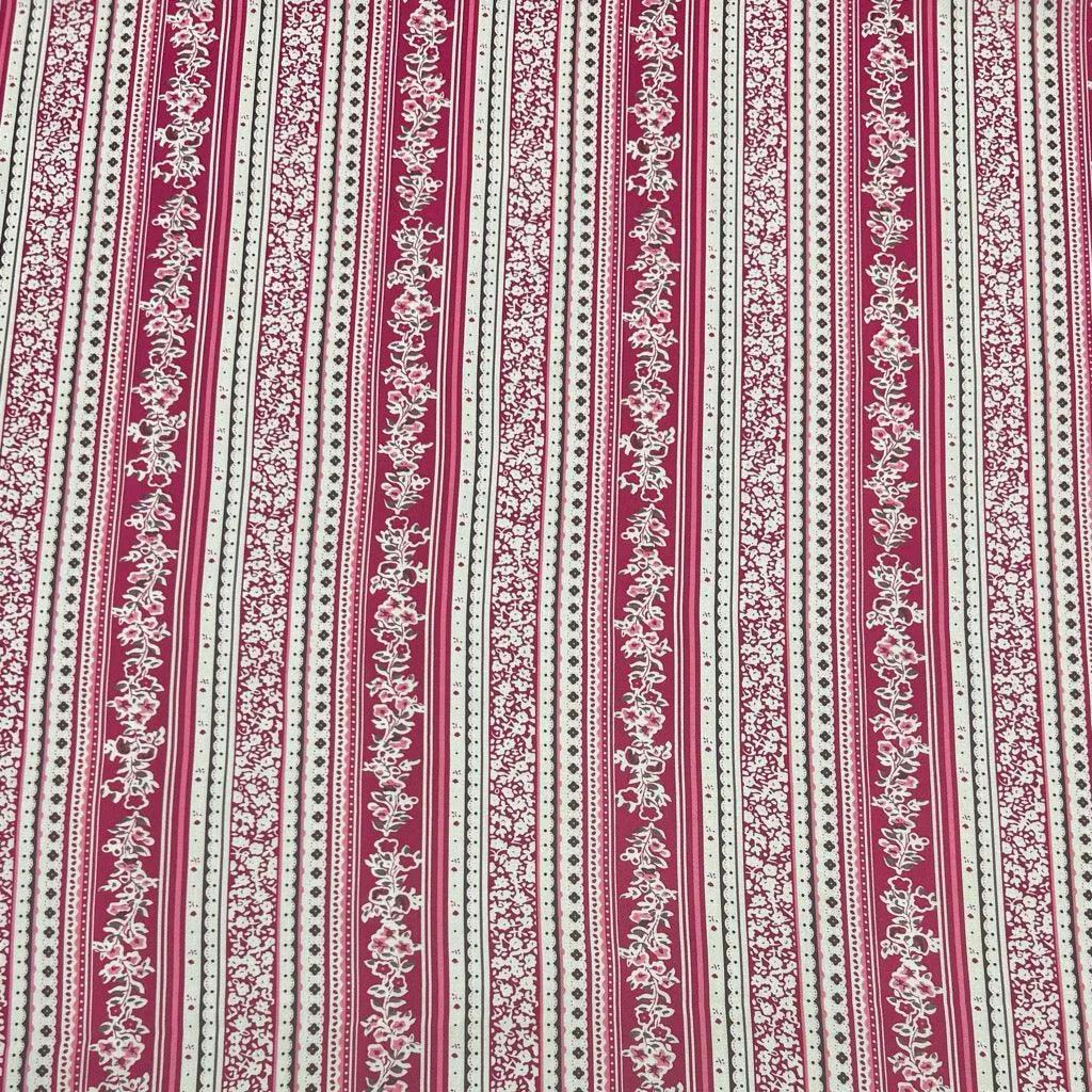 Floral Stripes Viscose Challis Fabric