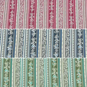 Floral Stripes Viscose Challis Fabric
