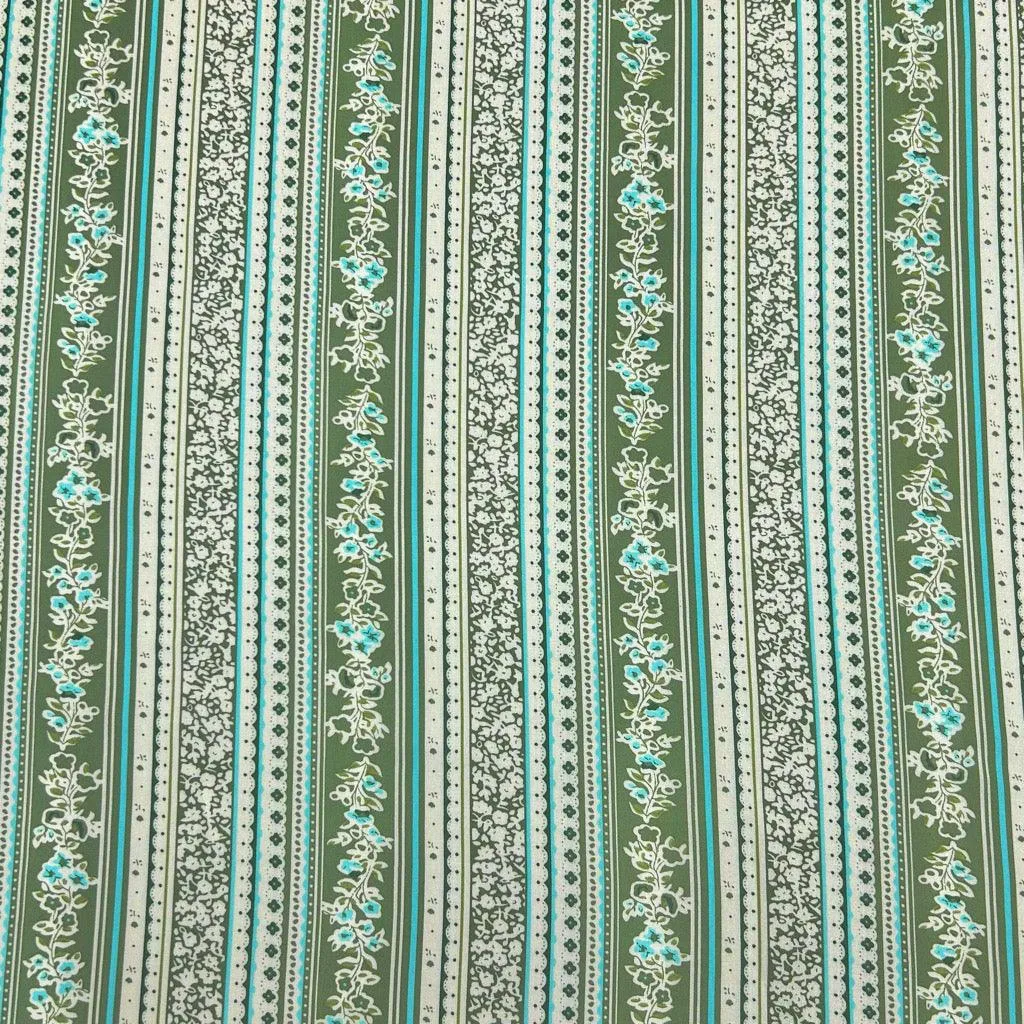 Floral Stripes Viscose Challis Fabric