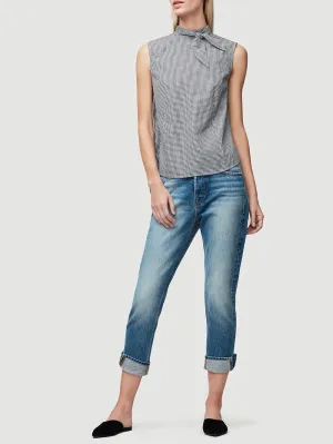 Frame - Knot Gingham Sleevless Top Noir Multi