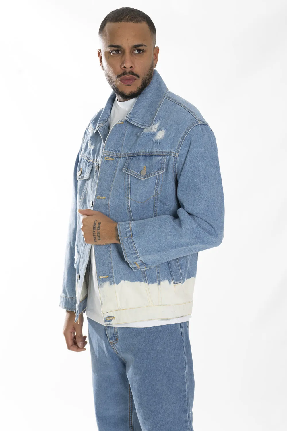 Giubbotto Giacca Jeans Bicolore Over size con Abrasioni Art. Gb132