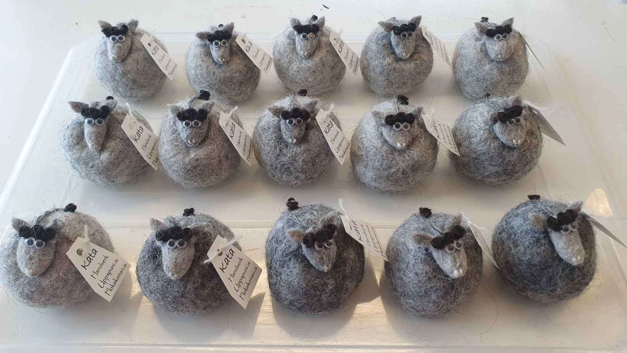 Icelandic Felted Wool Sheep Ornament - Grey