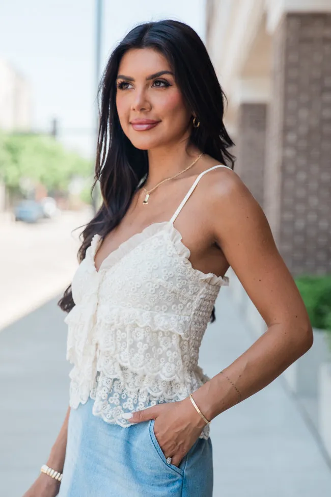 Indie Cream Lace Tiered Tank