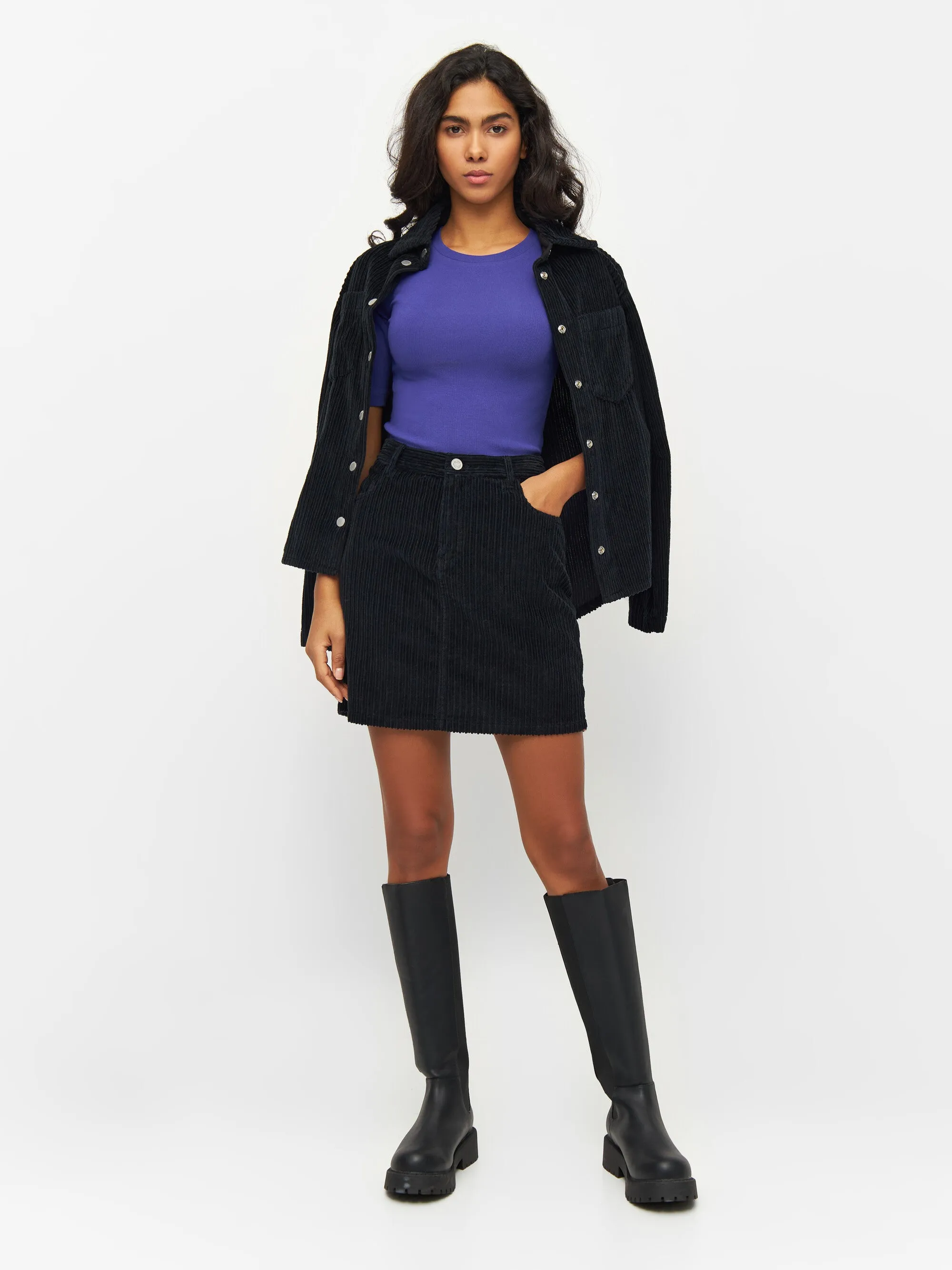 Irregular corduroy skirt - Black Jet