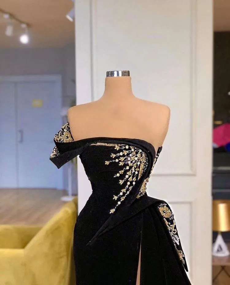 kamahe Gorgeous Strapless Split Front A-line Prom Dress With Beading