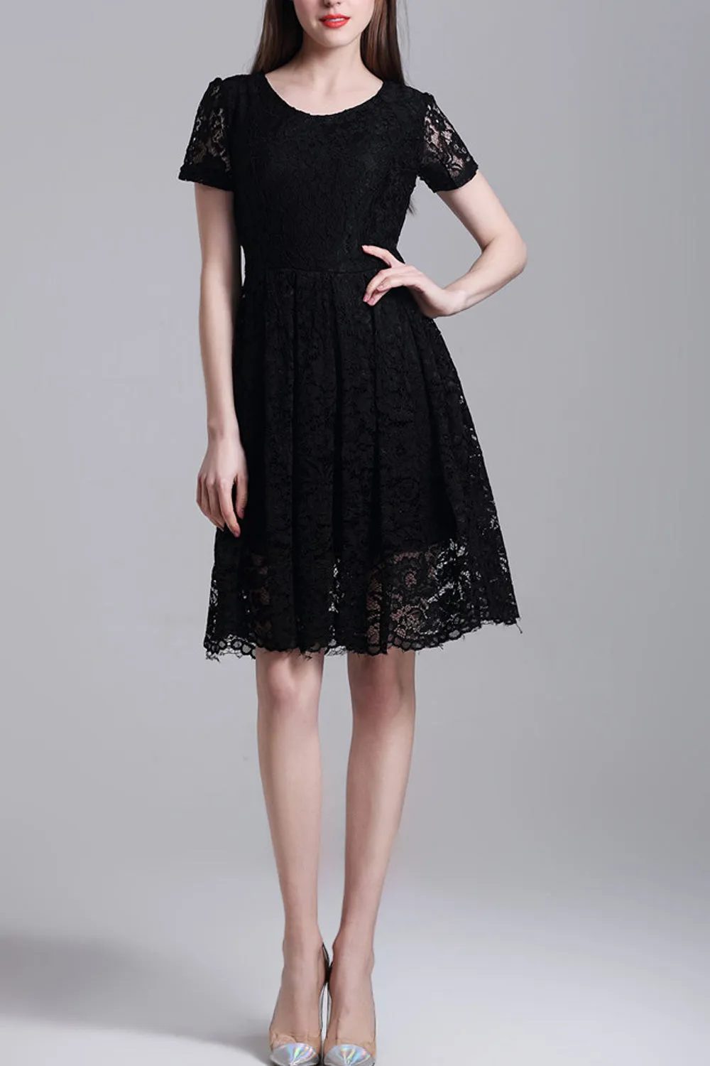 Ketty More Women Short Skater Dress Lace Designed Halter Dress-KMWD265