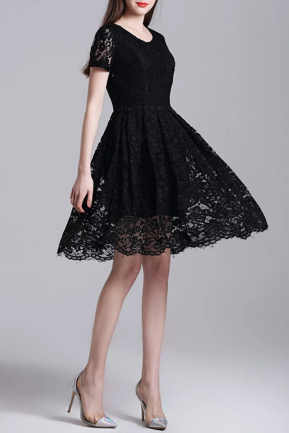 Ketty More Women Short Skater Dress Lace Designed Halter Dress-KMWD265