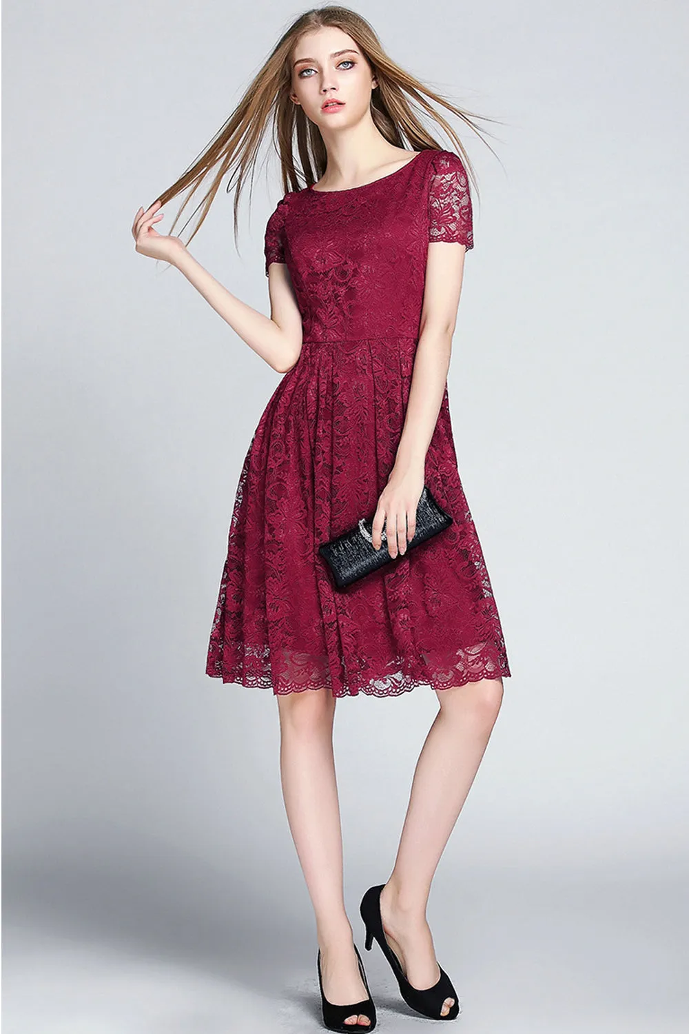 Ketty More Women Short Skater Dress Lace Designed Halter Dress-KMWD265
