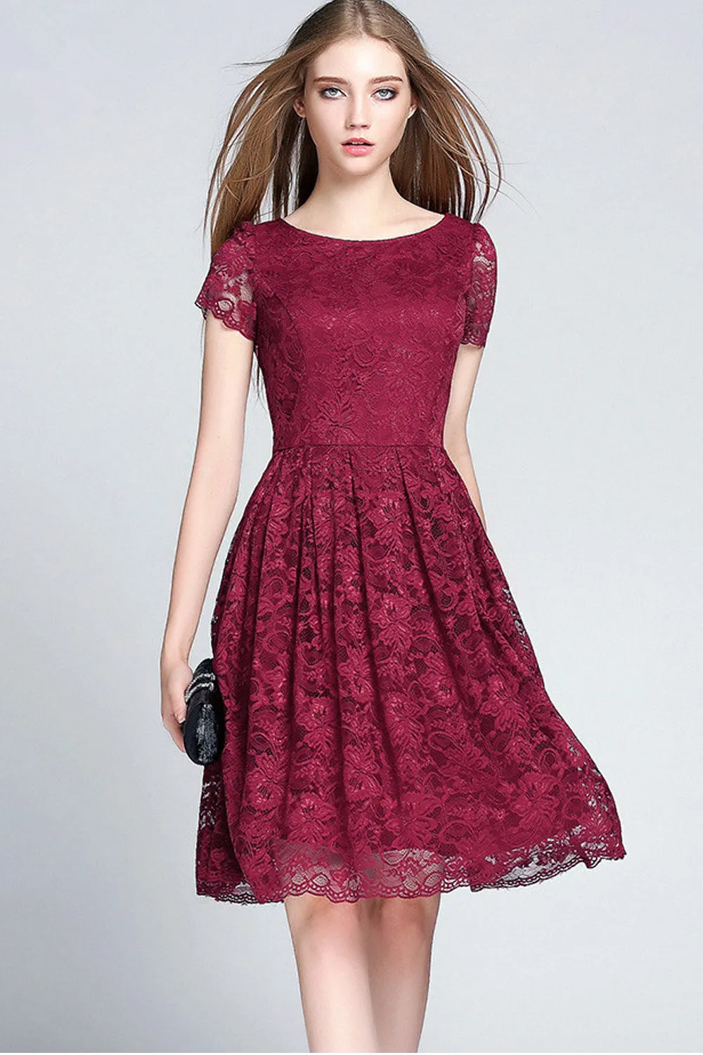 Ketty More Women Short Skater Dress Lace Designed Halter Dress-KMWD265