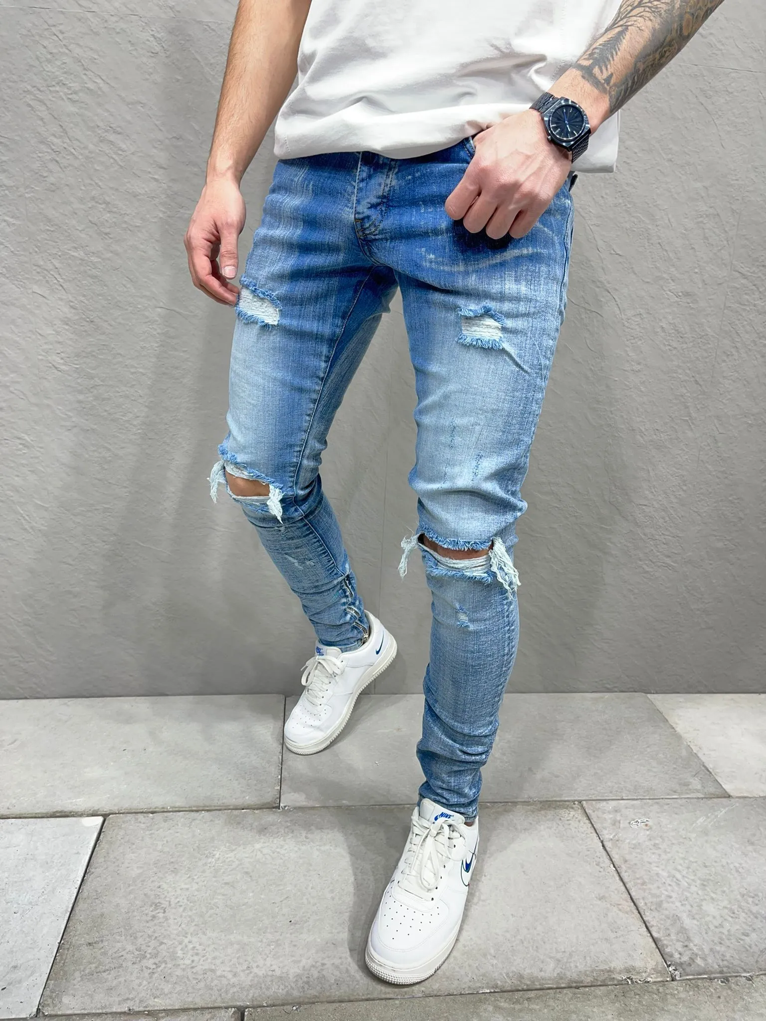 Kinx Slim Fit Ripped Jeans - Blue Y4