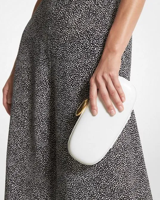 Leather clutch Michael Kors Tina Small Leather, white