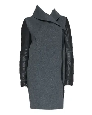 Medium Heather Grey Leather Shawl Collar