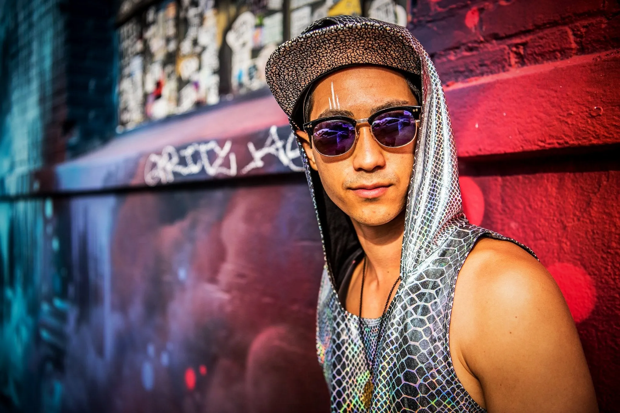 Men's Cosmic Hooded Holographic Tank (More colors and patterns!)