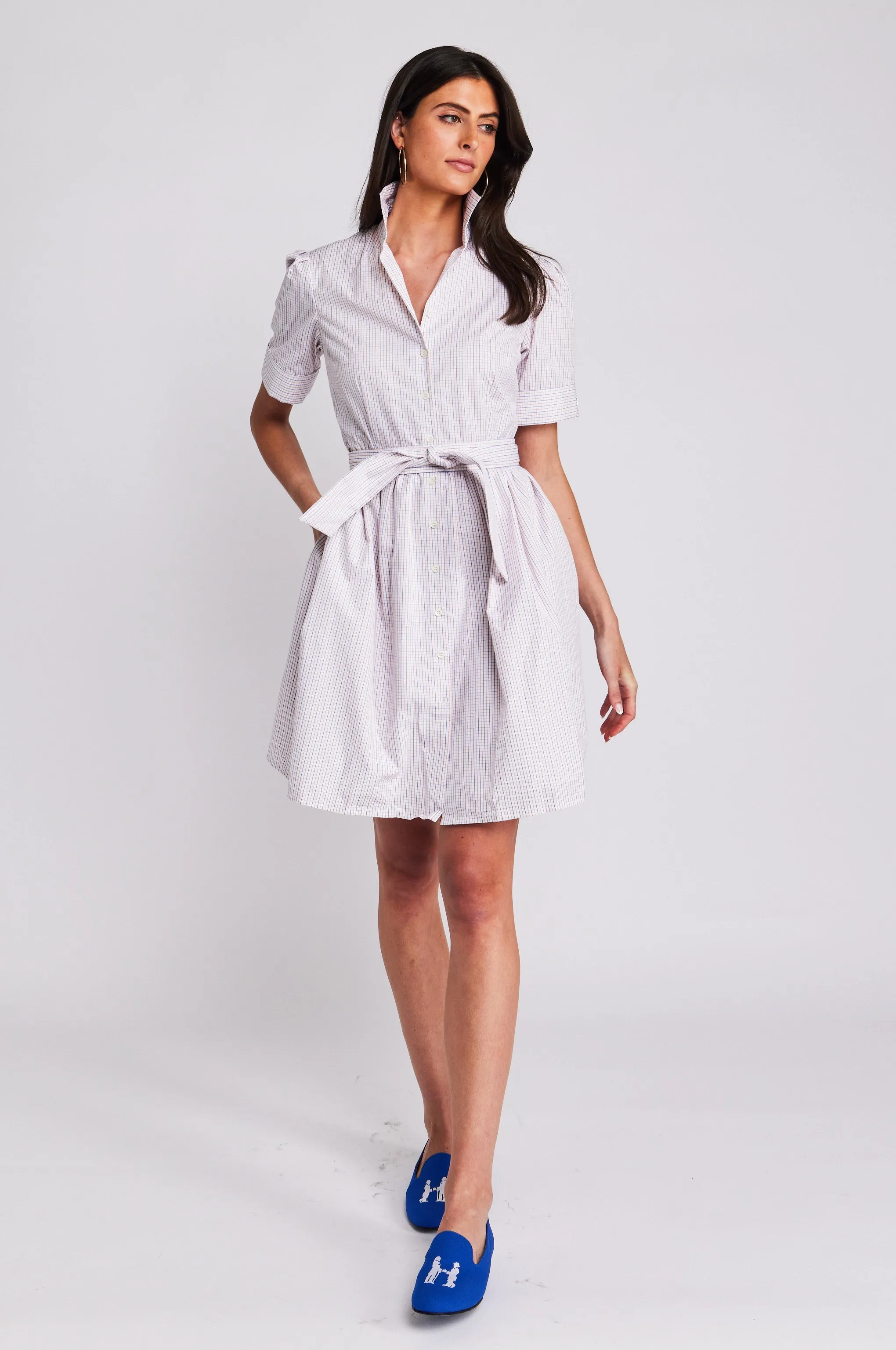 Orange/Navy Plaid Clara Shirt Dress