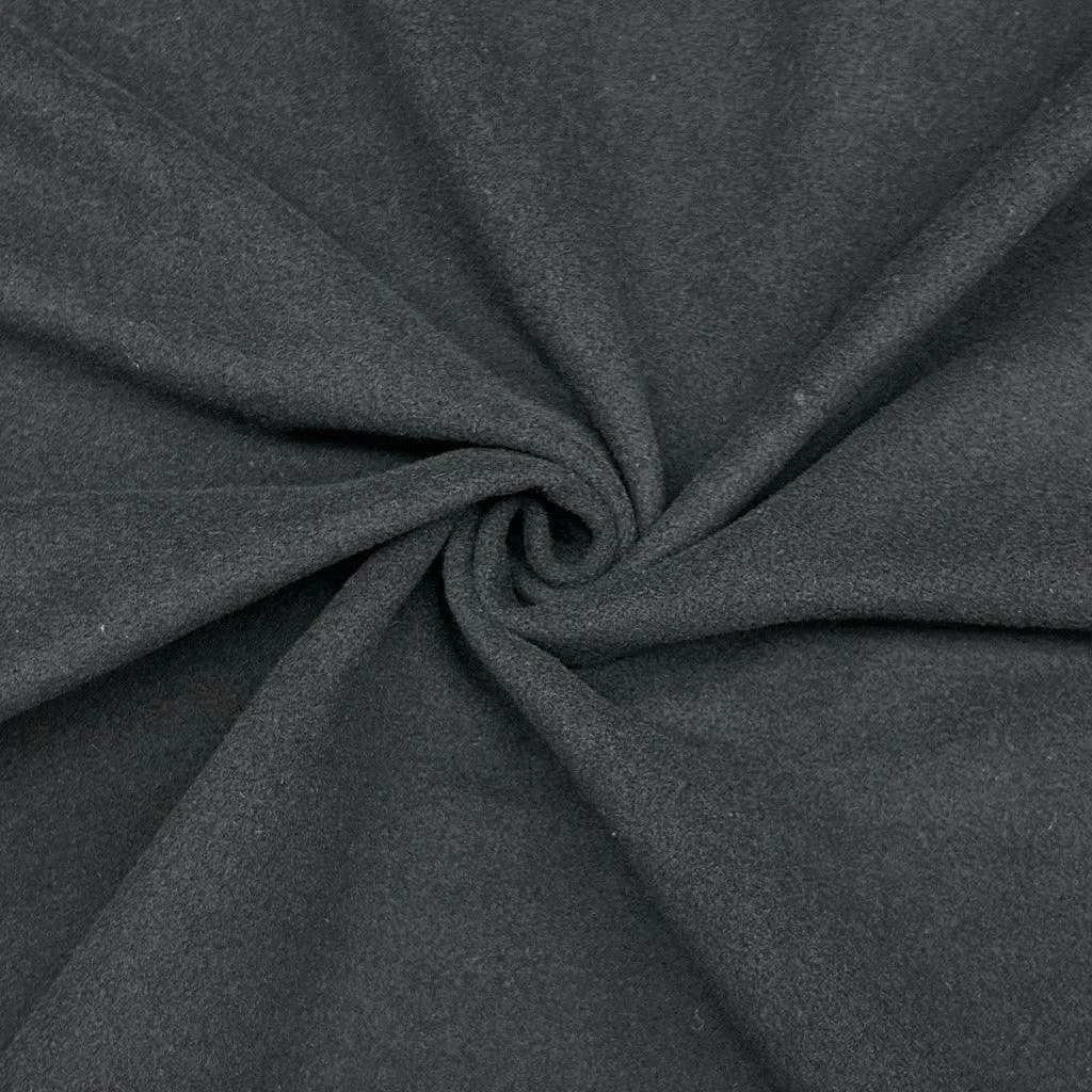 Plain Black Wool Blend Fabric