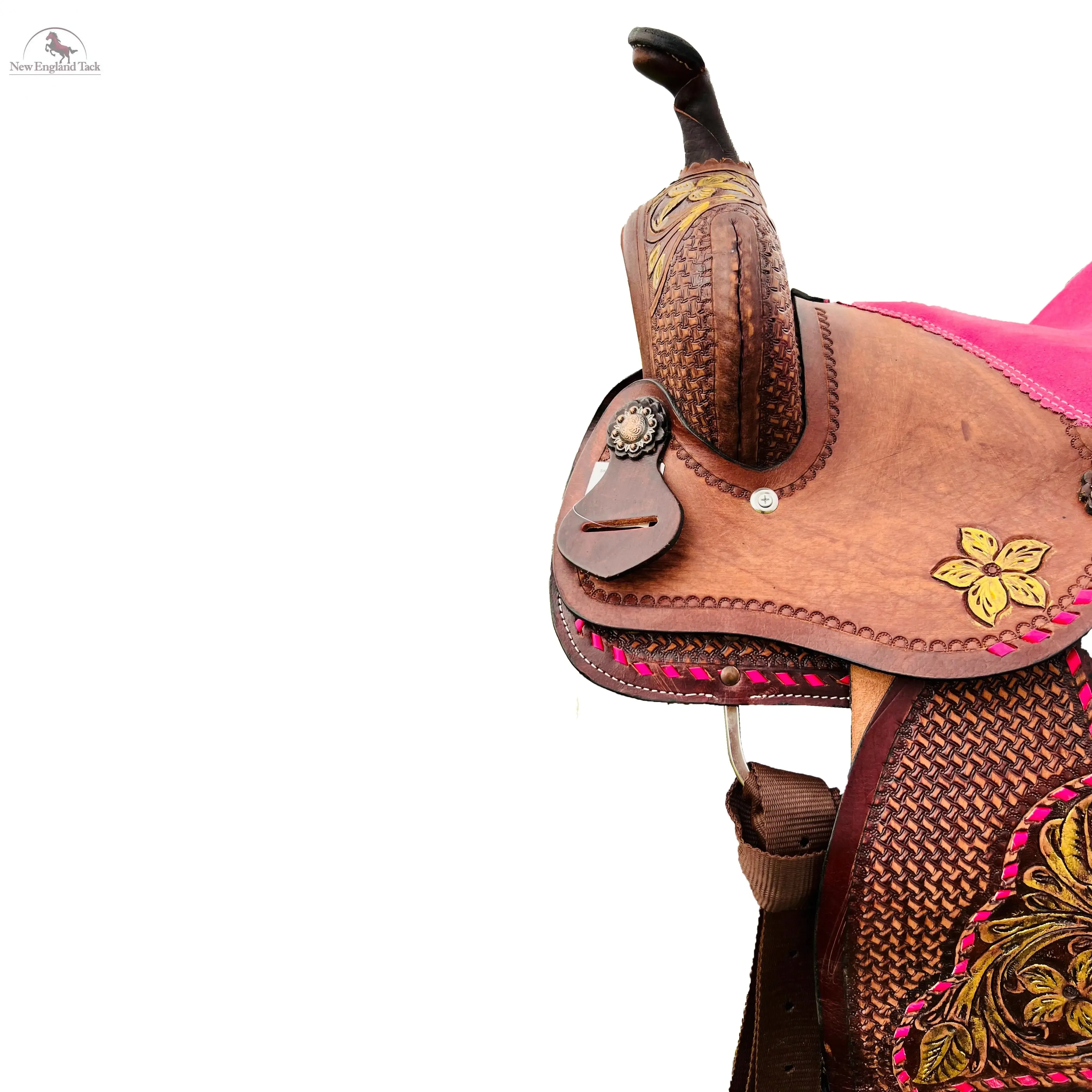 Resistance Youth Western Barrel Saddle With Floral And Basketweave Tooling
