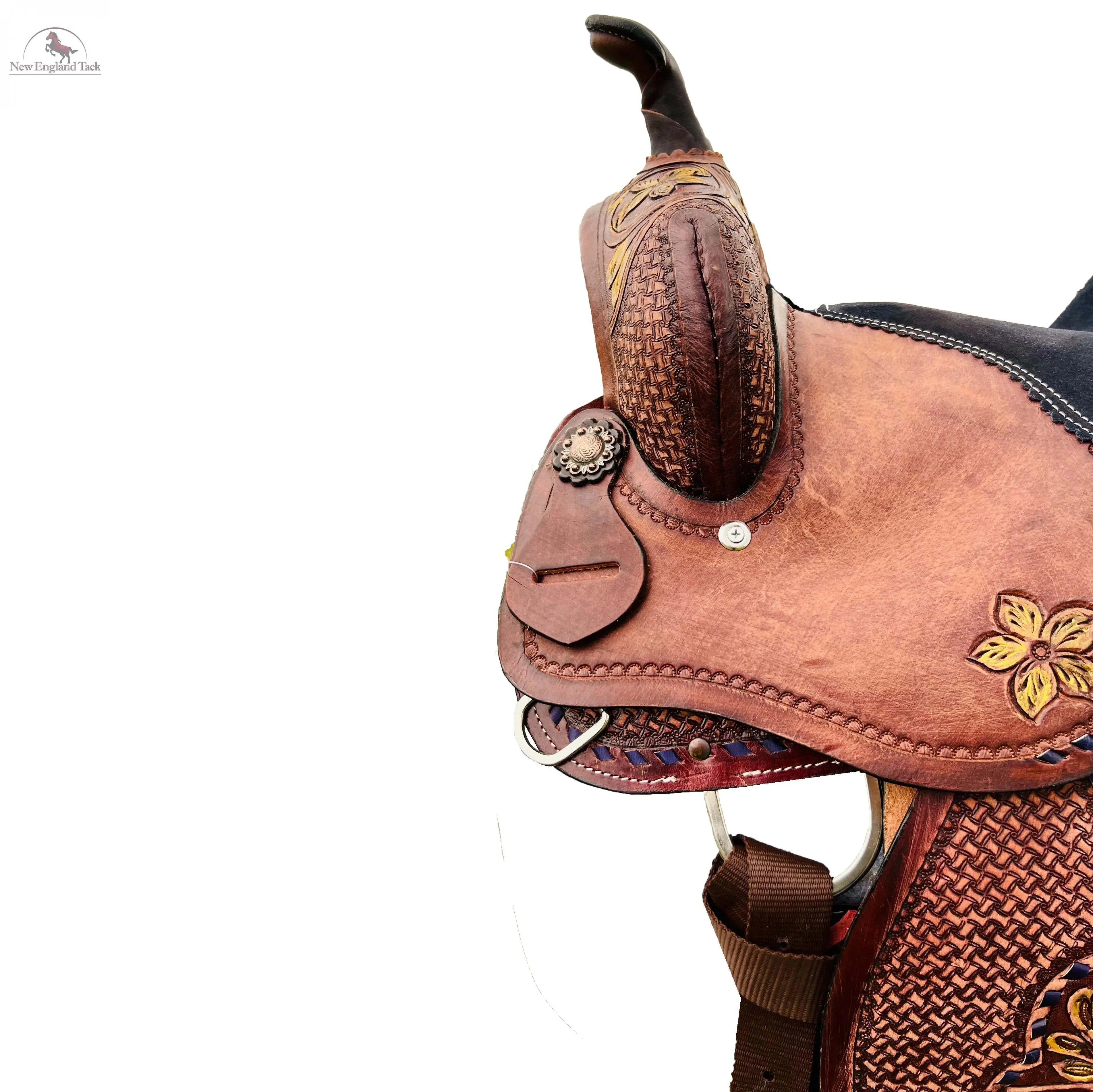 Resistance Youth Western Barrel Saddle With Floral And Basketweave Tooling