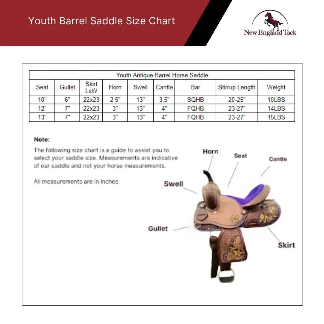 Resistance Youth Western Barrel Saddle With Floral And Basketweave Tooling