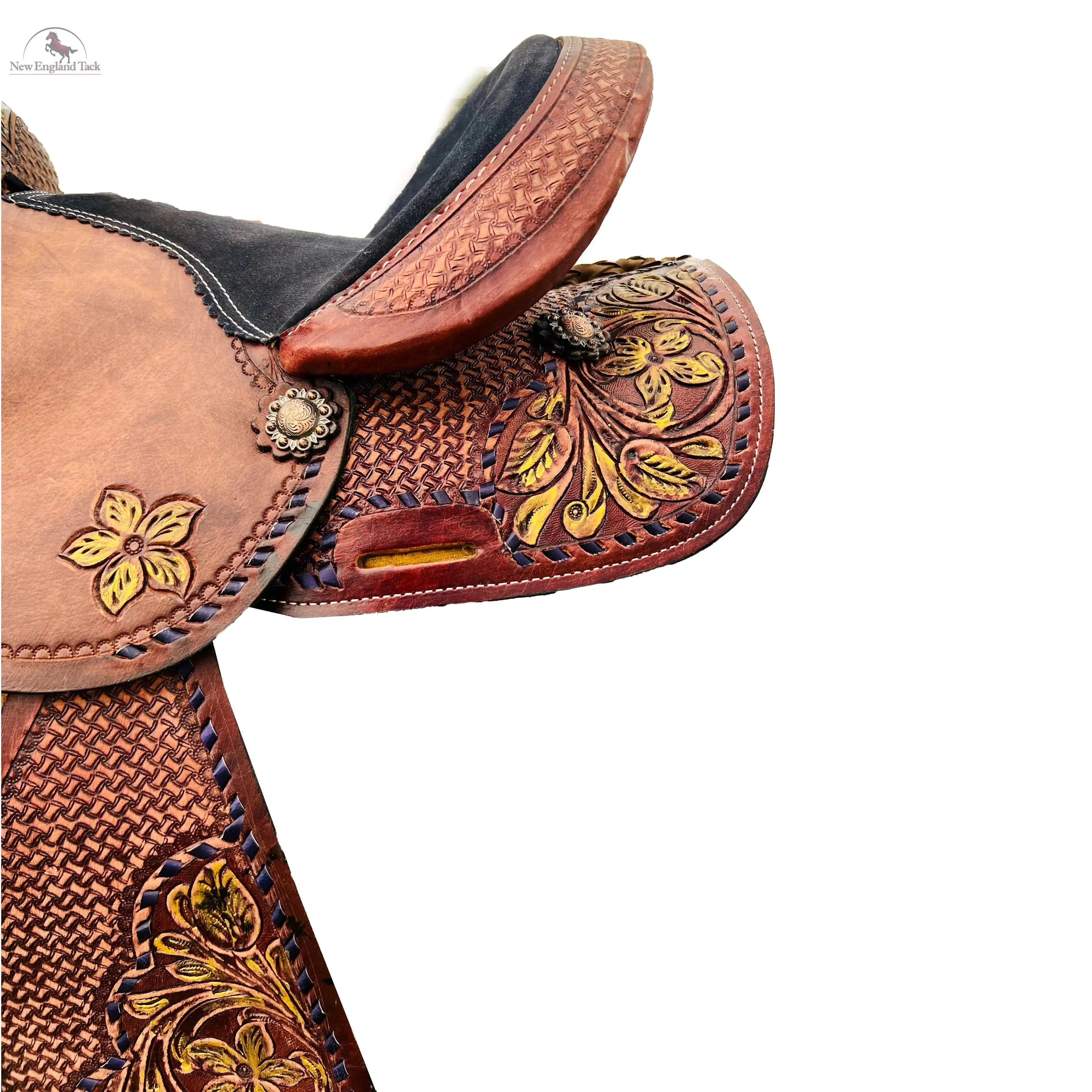 Resistance Youth Western Barrel Saddle With Floral And Basketweave Tooling
