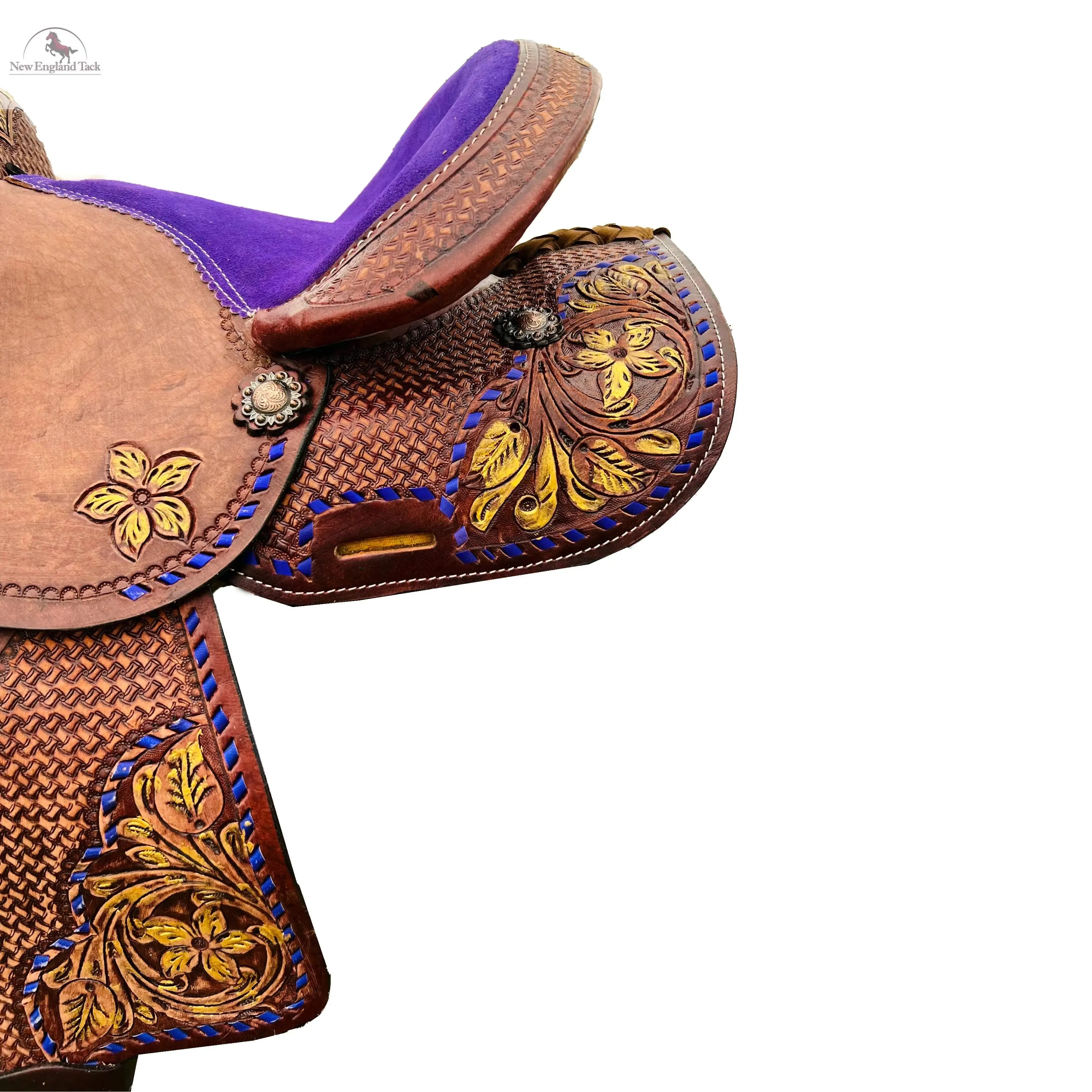 Resistance Youth Western Barrel Saddle With Floral And Basketweave Tooling