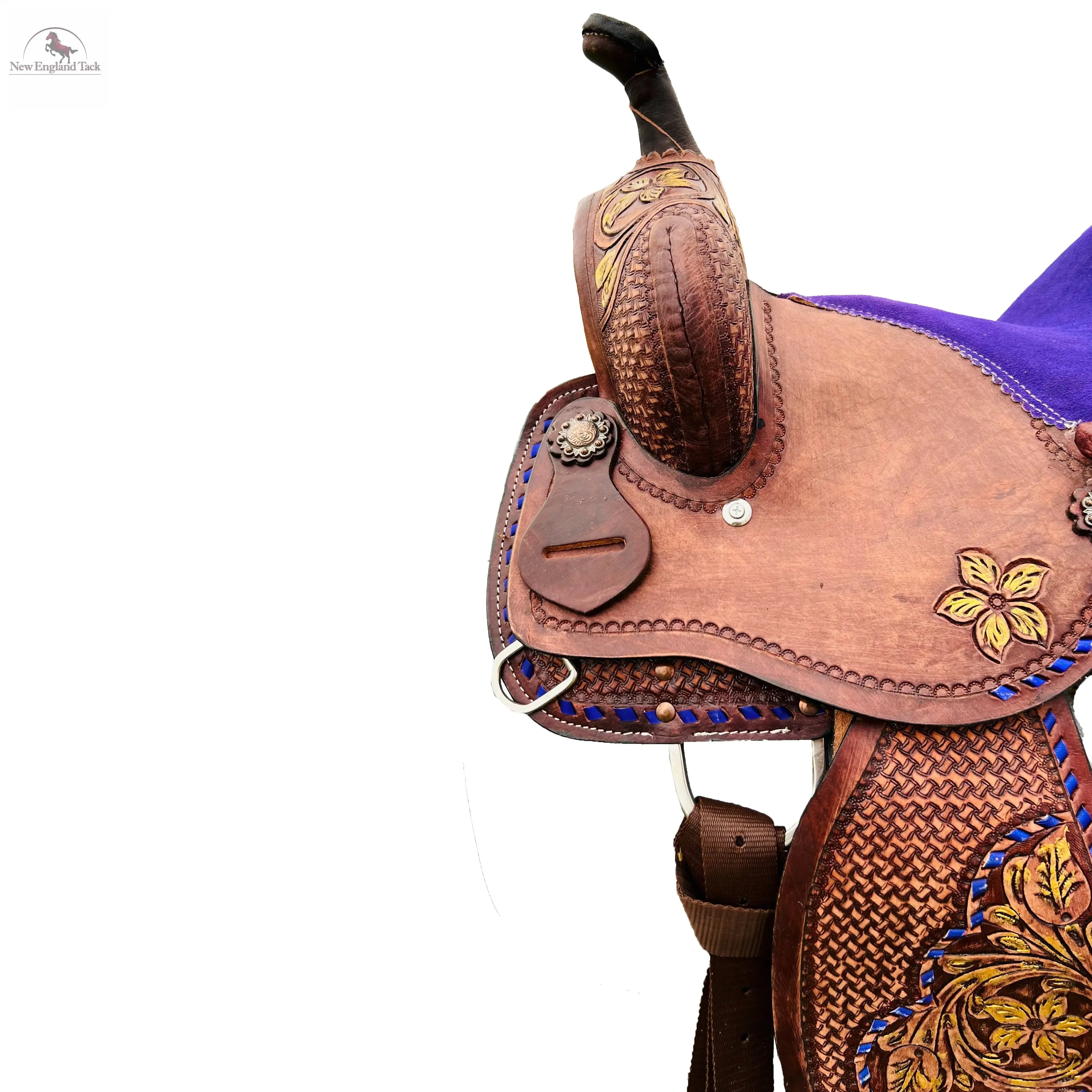 Resistance Youth Western Barrel Saddle With Floral And Basketweave Tooling