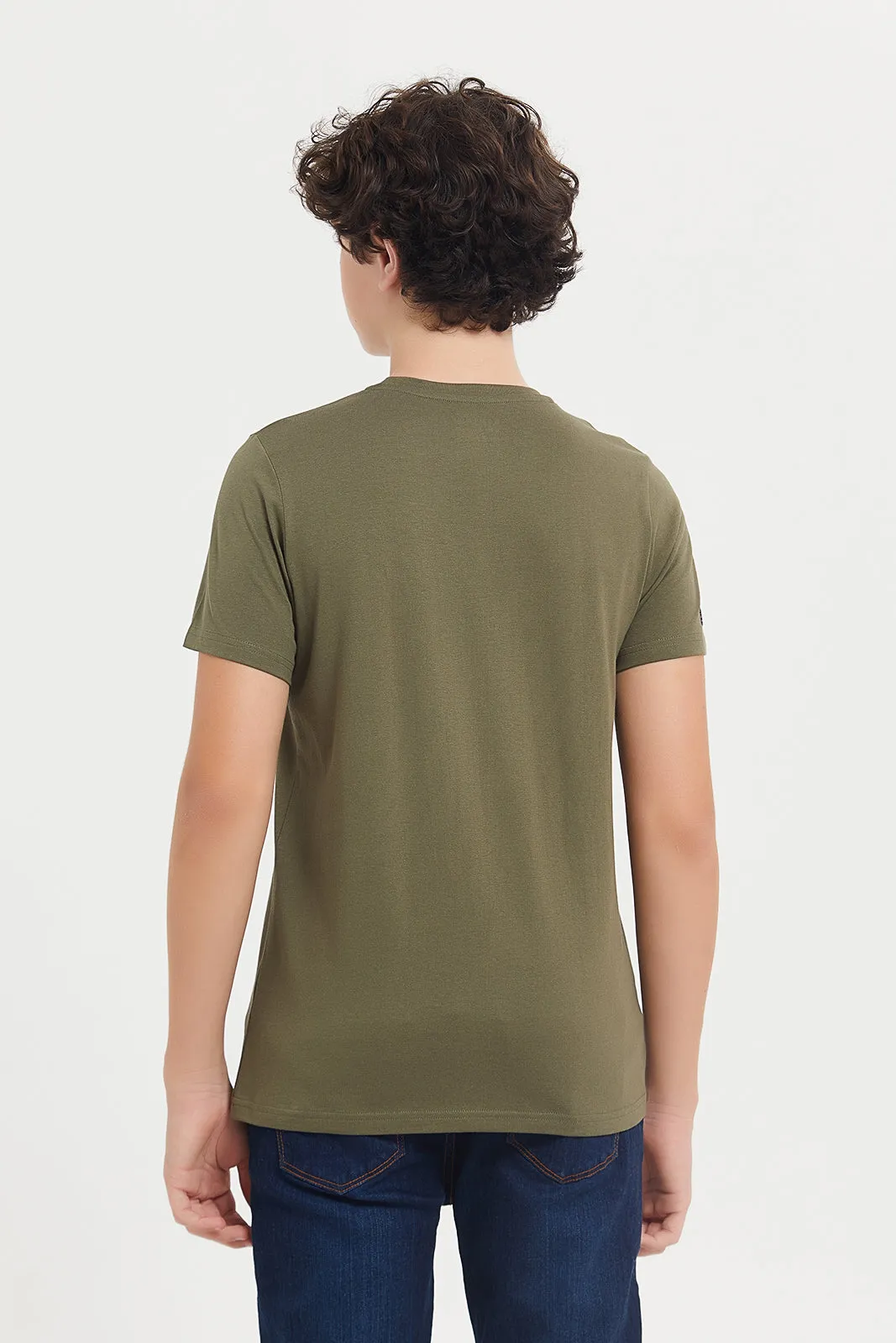 Senior Boys Olive Gorilla Print T-Shirt
