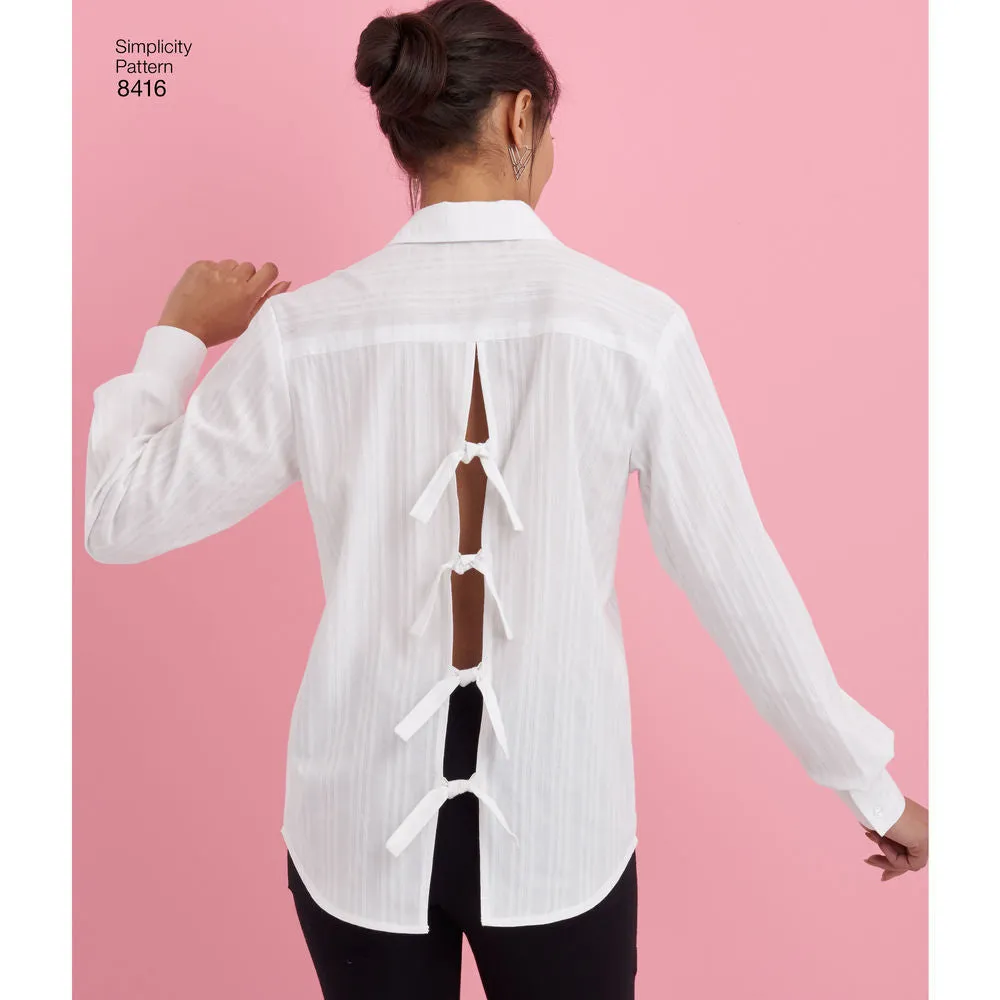 Simplicity Pattern S8416 Misses' Shirt with Back Variations