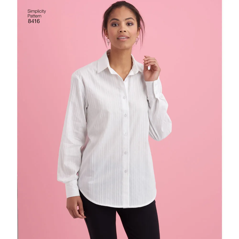 Simplicity Pattern S8416 Misses' Shirt with Back Variations