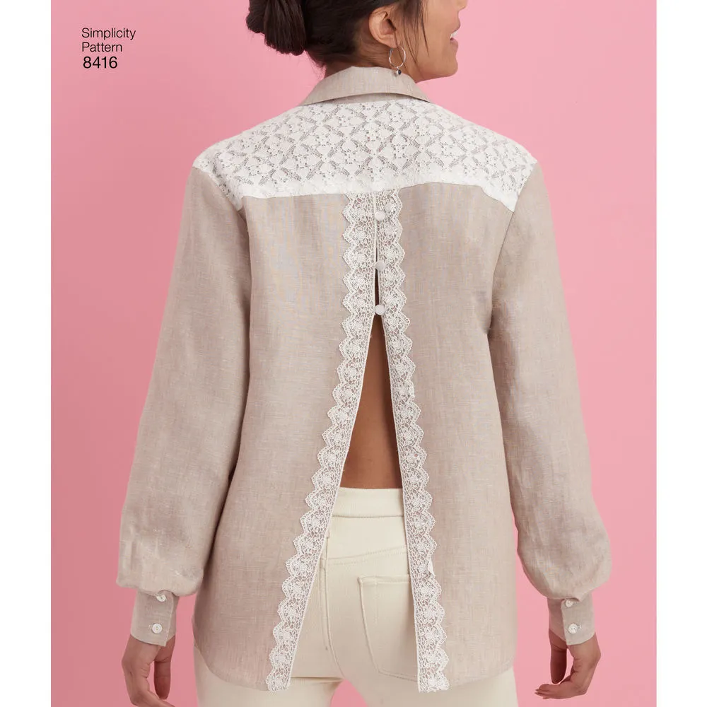Simplicity Pattern S8416 Misses' Shirt with Back Variations