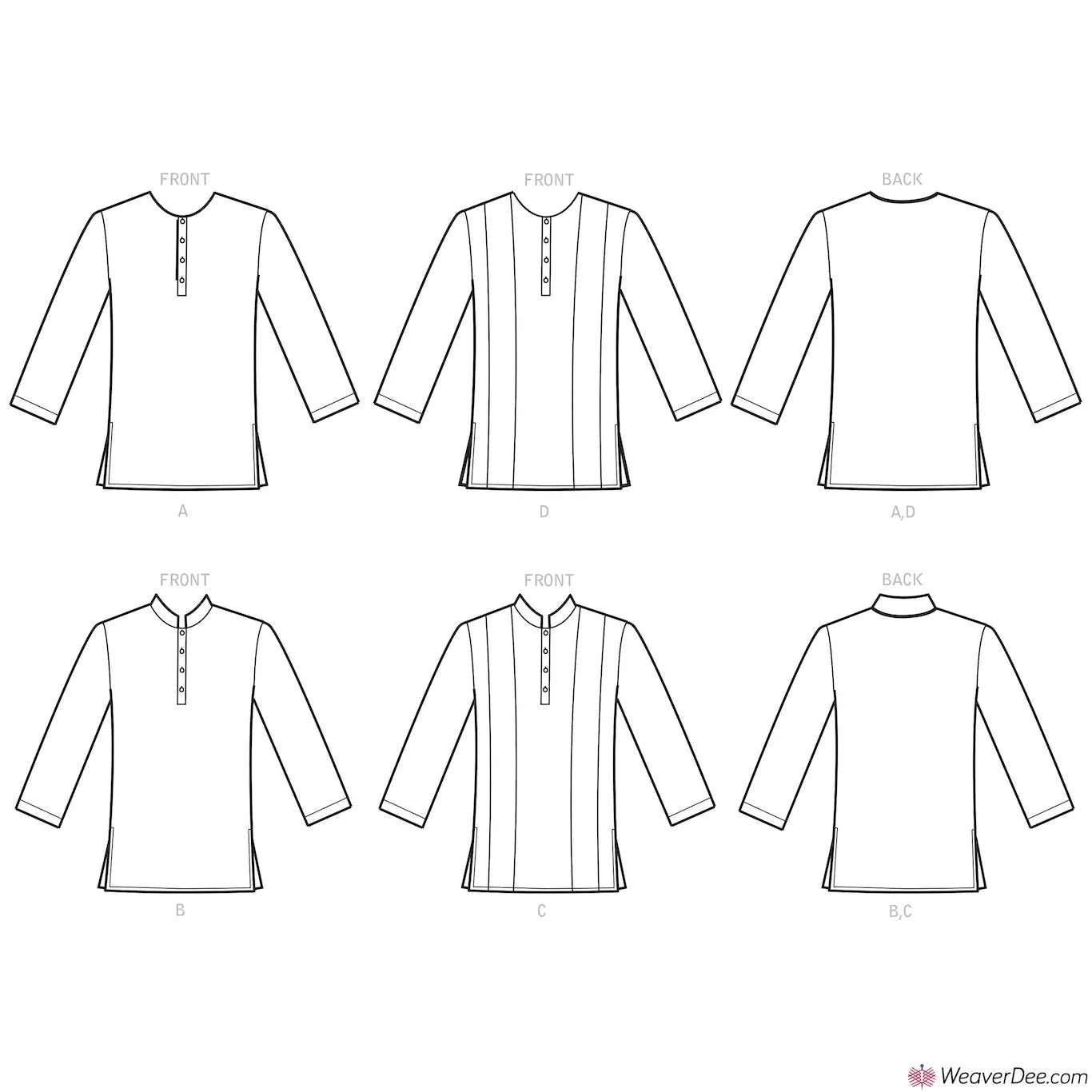 Simplicity Pattern S9158 Men's Half Buttoned Shirts