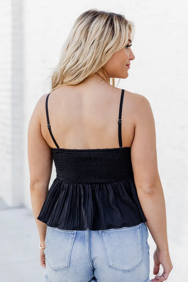Take Note Black Ruched Bust Tank FINAL SALE