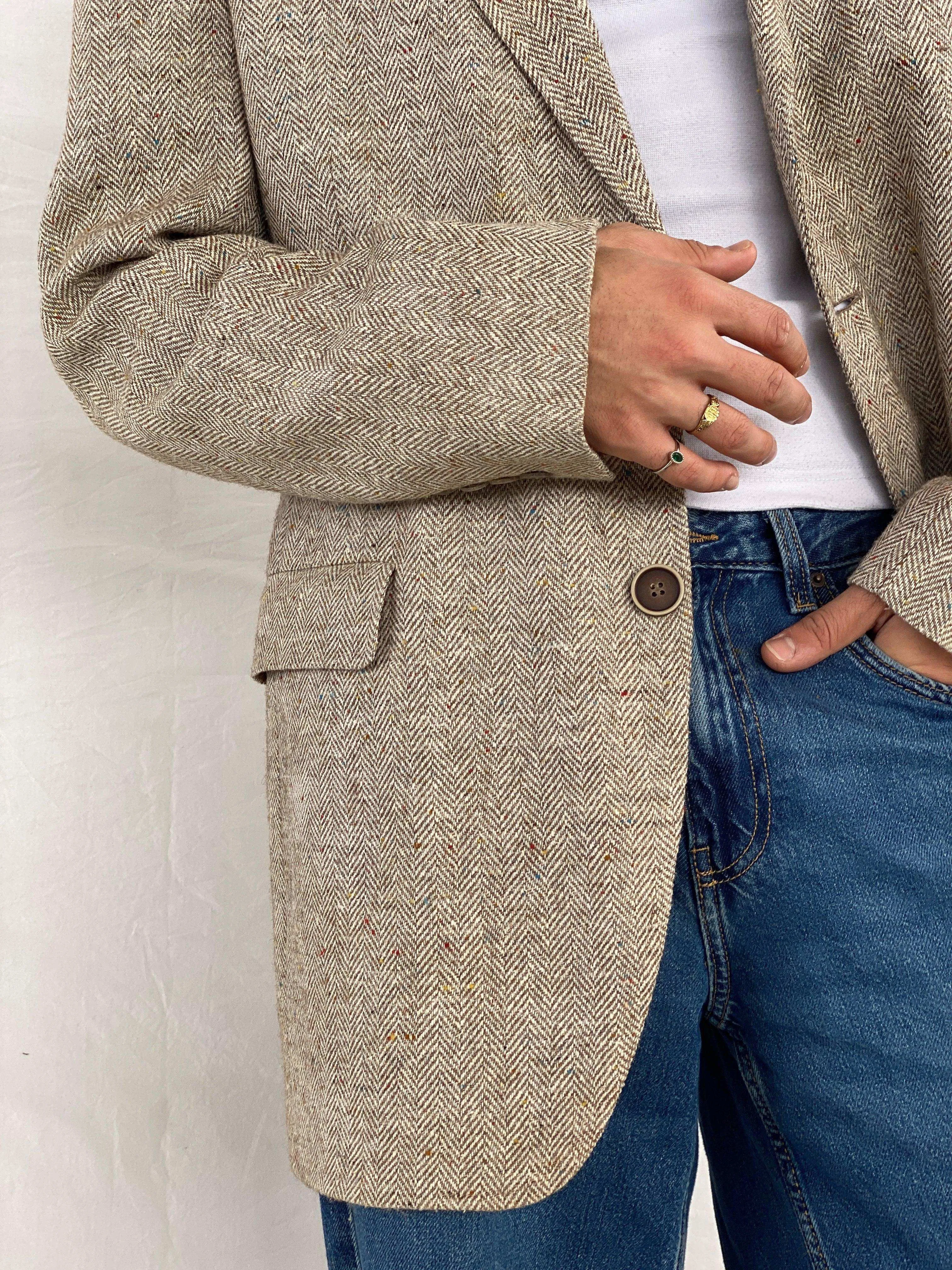 Vintage 70s Kuppemheimer Men’s Clothiers Over-sized Wool Herringbone Blazer