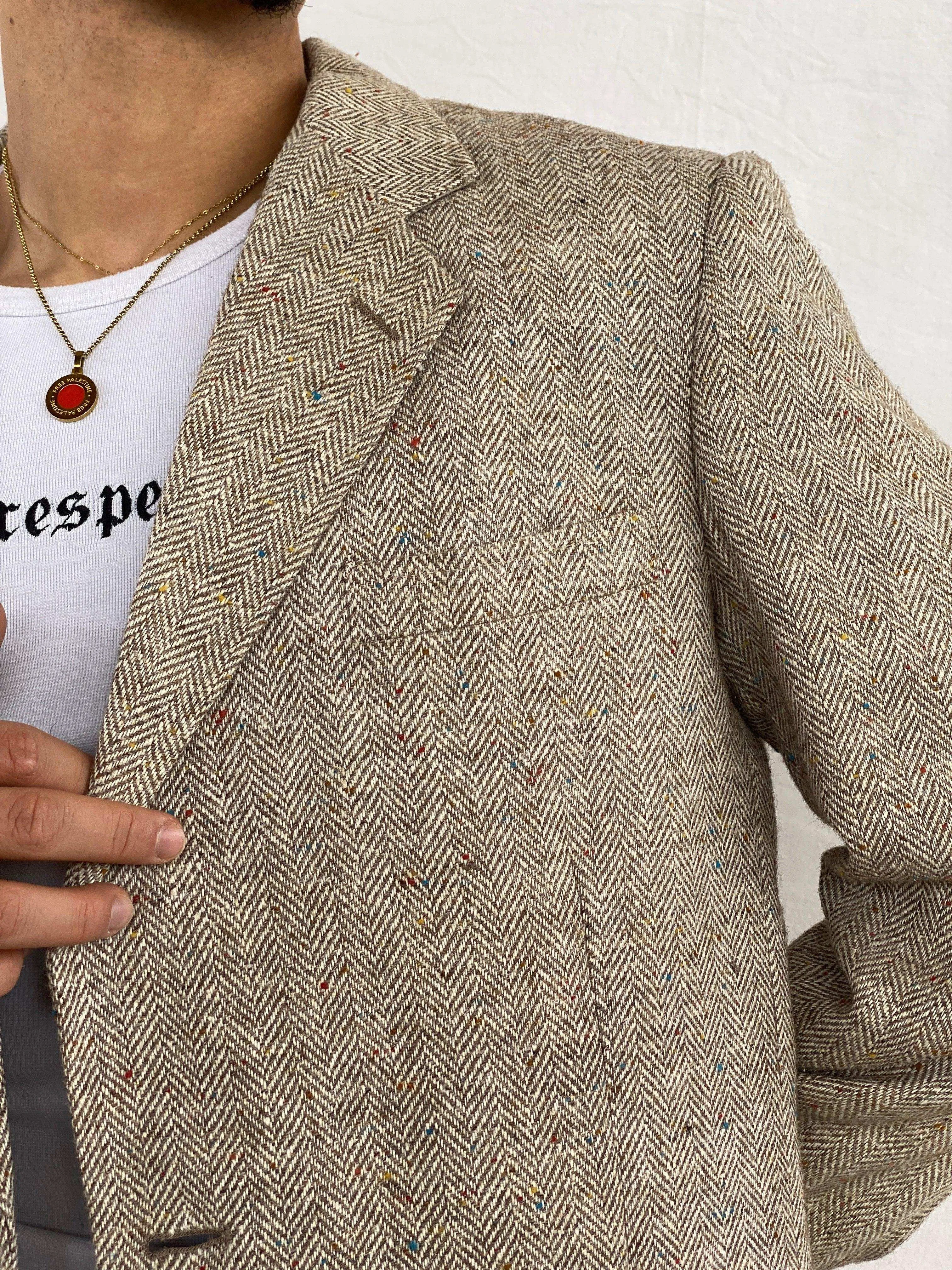 Vintage 70s Kuppemheimer Men’s Clothiers Over-sized Wool Herringbone Blazer