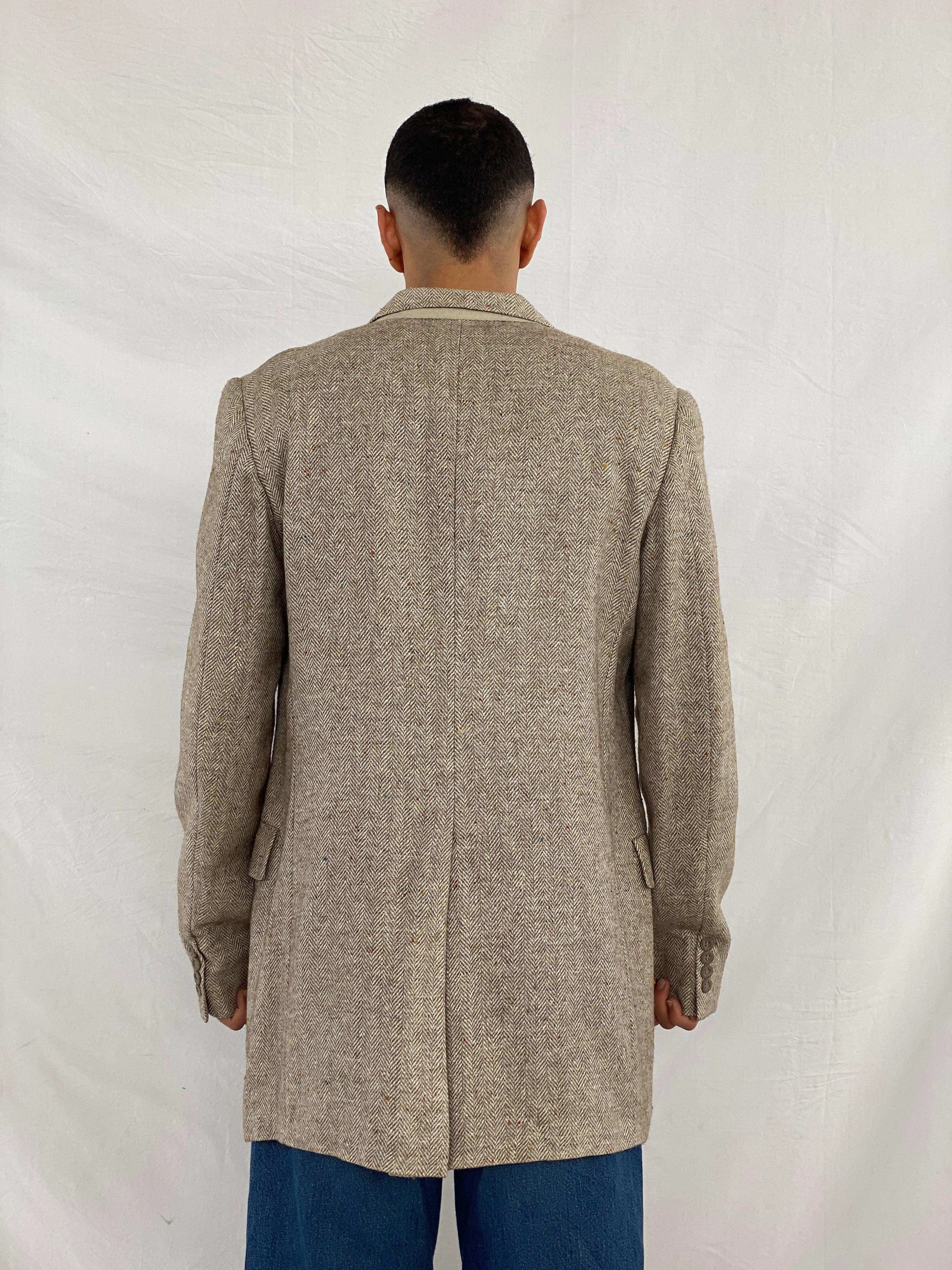 Vintage 70s Kuppemheimer Men’s Clothiers Over-sized Wool Herringbone Blazer