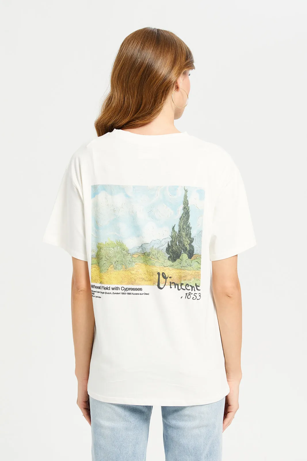 Women Ivory Van Gogh Printed T-Shirt