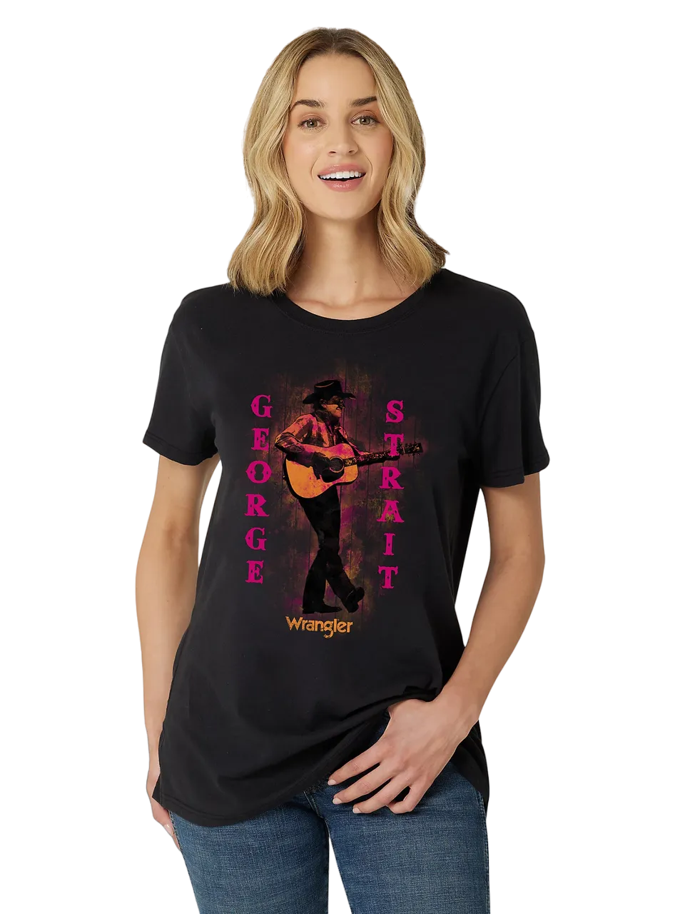 Wrangler Women's Short Sleeve Boyfriend Graphic Black Shirt